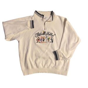 Vintage embroidered looney tunes quarter zip unisex pullover men’s size XL